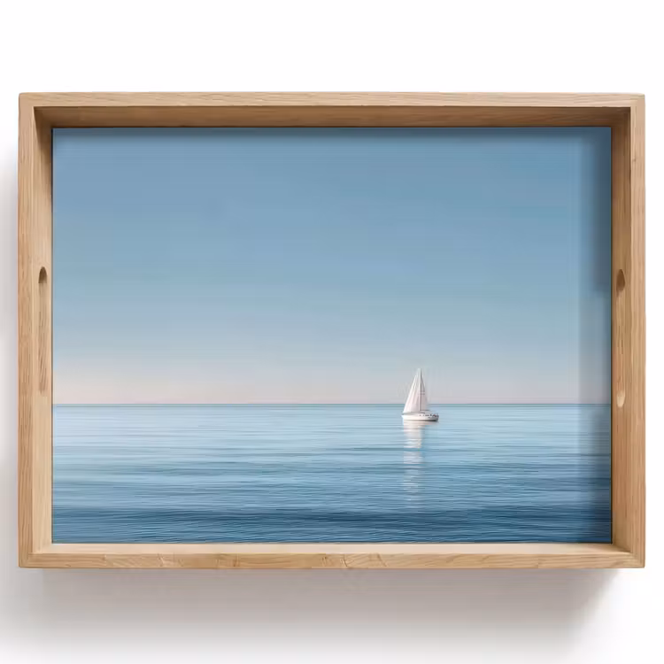 Tray - Sailboat - Calm sea - Bright blue sky — 1