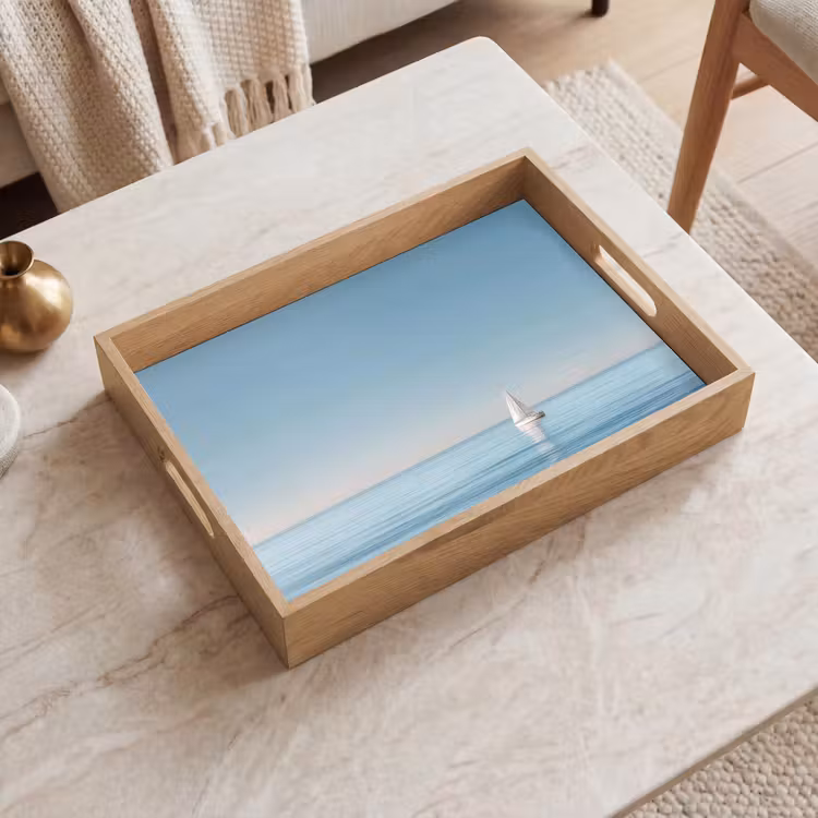 Tray - Sailboat - Calm sea - Bright blue sky — 2