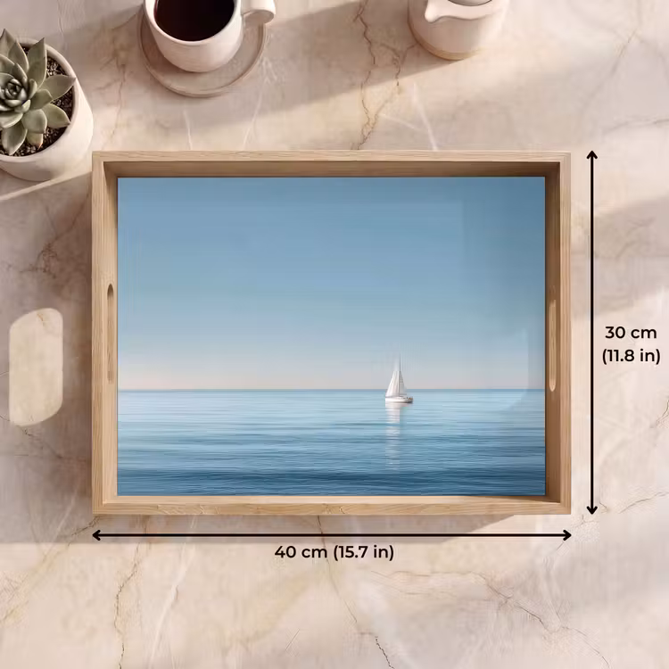 Tray - Sailboat - Calm sea - Bright blue sky — 7
