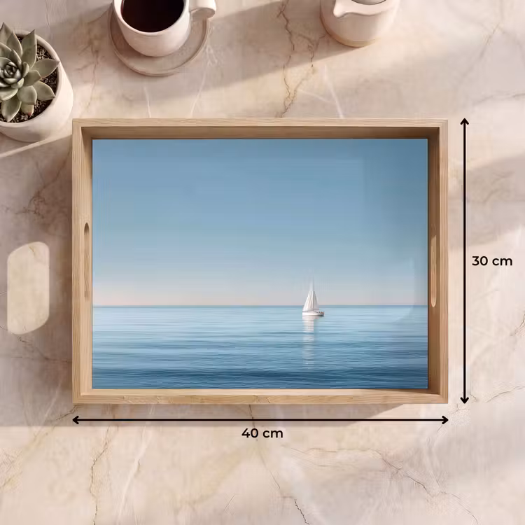 Tray - Sailboat - Calm sea - Bright blue sky — 8