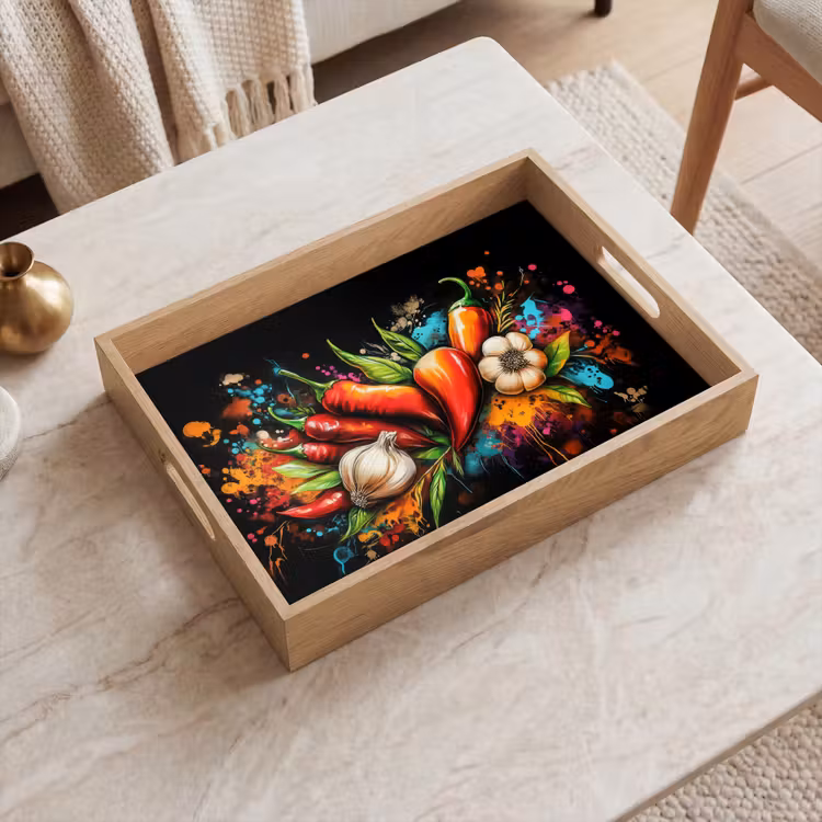 Tray - Vegetable - Pepper - Garlic - Graffiti - Paint - Colorful — 2
