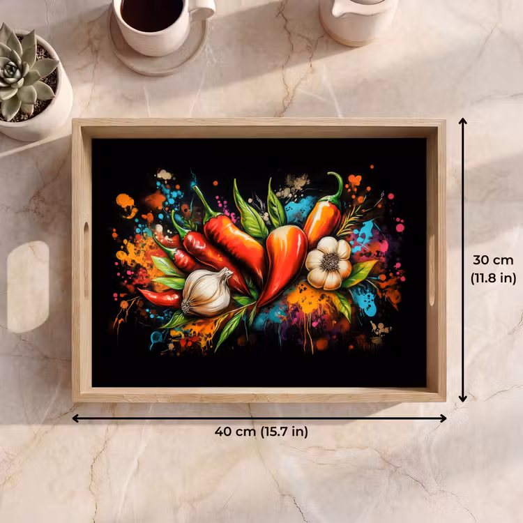 Tray - Vegetable - Pepper - Garlic - Graffiti - Paint - Colorful — 7