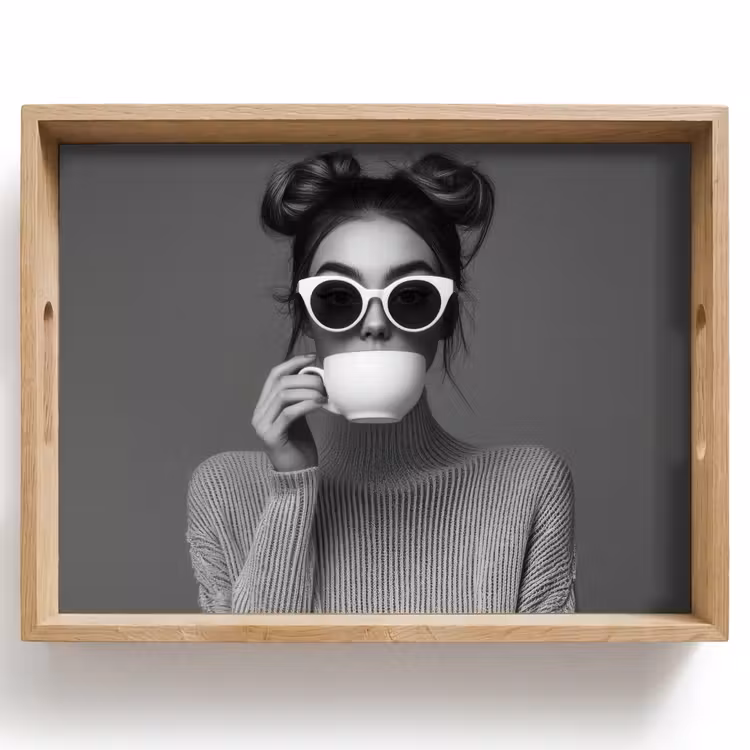 Tray - Woman - Coffee - Black - White — 1