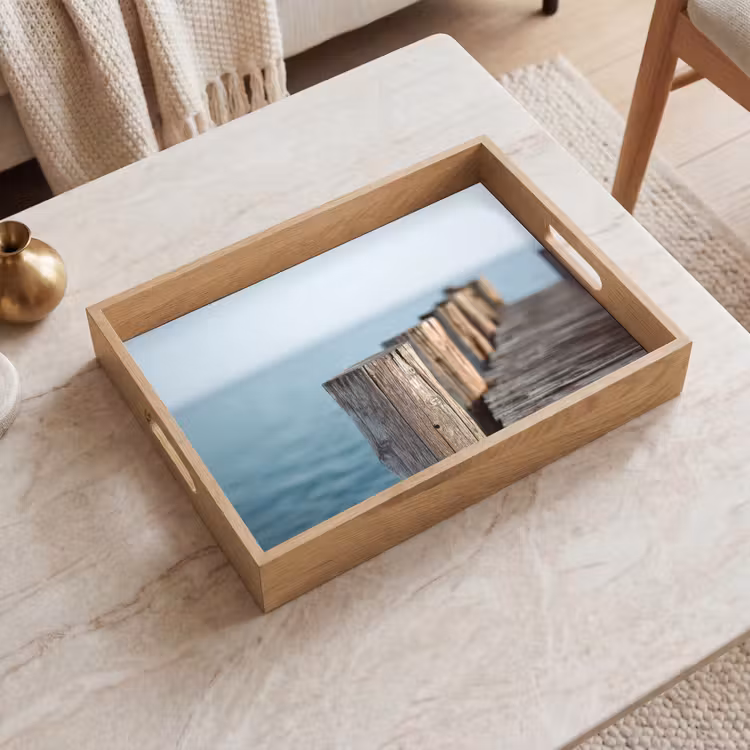 Tray - Wooden scaffolding - Bright blue sky — 2