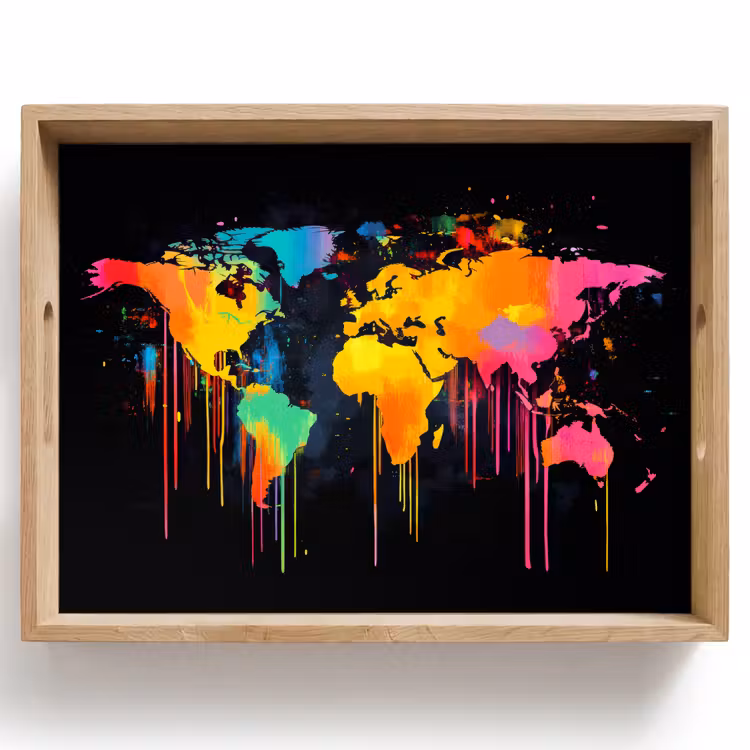 Tray - World map - Paint - Colorful - Graffiti - World — 1