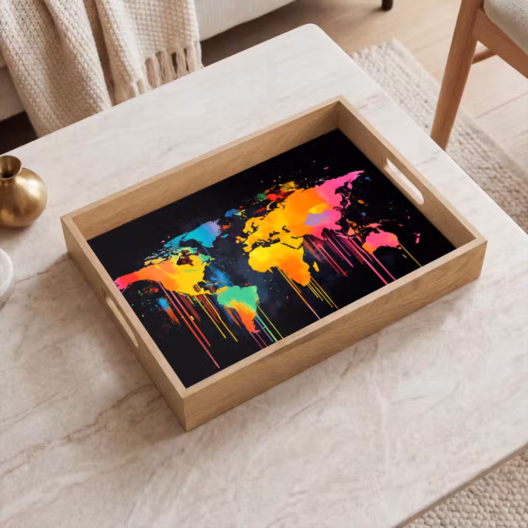 Tray - World map - Paint - Colorful - Graffiti - World — 2