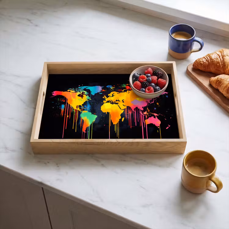 Tray - World map - Paint - Colorful - Graffiti - World — 3