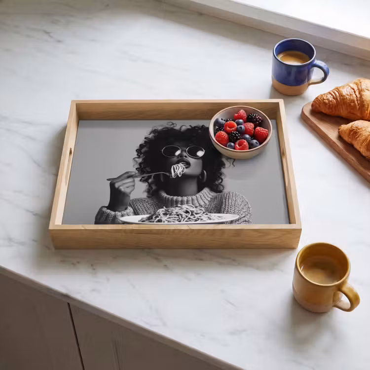 Tray - Woman - Pasta - Black - White — 3