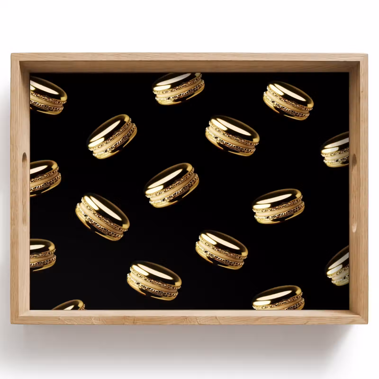 Tray - Macaroons - Pattern - Gold - Black — 1