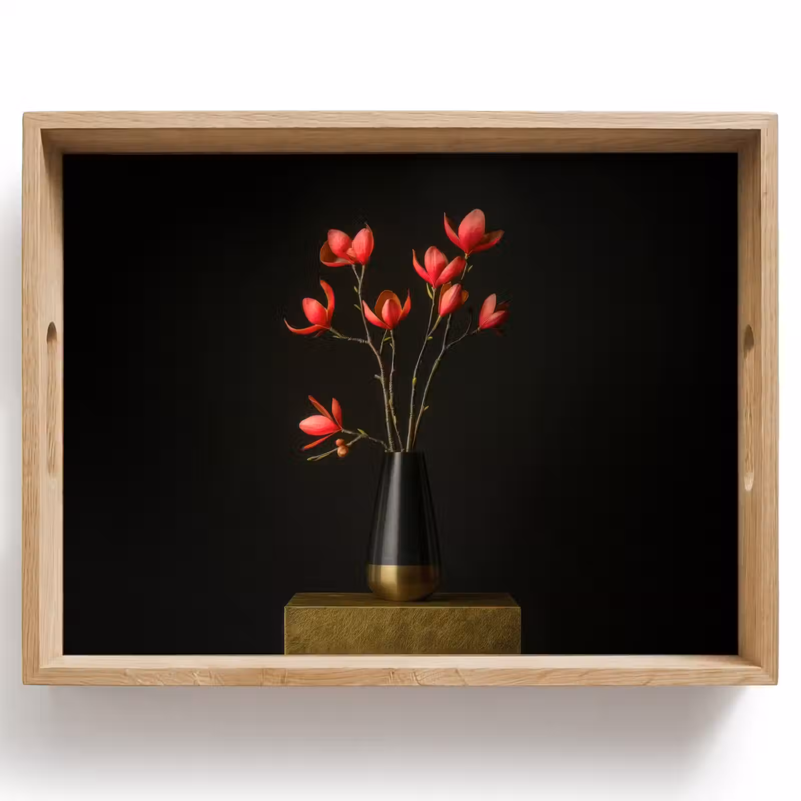 Tray - Red - Flowers - Vase — 1