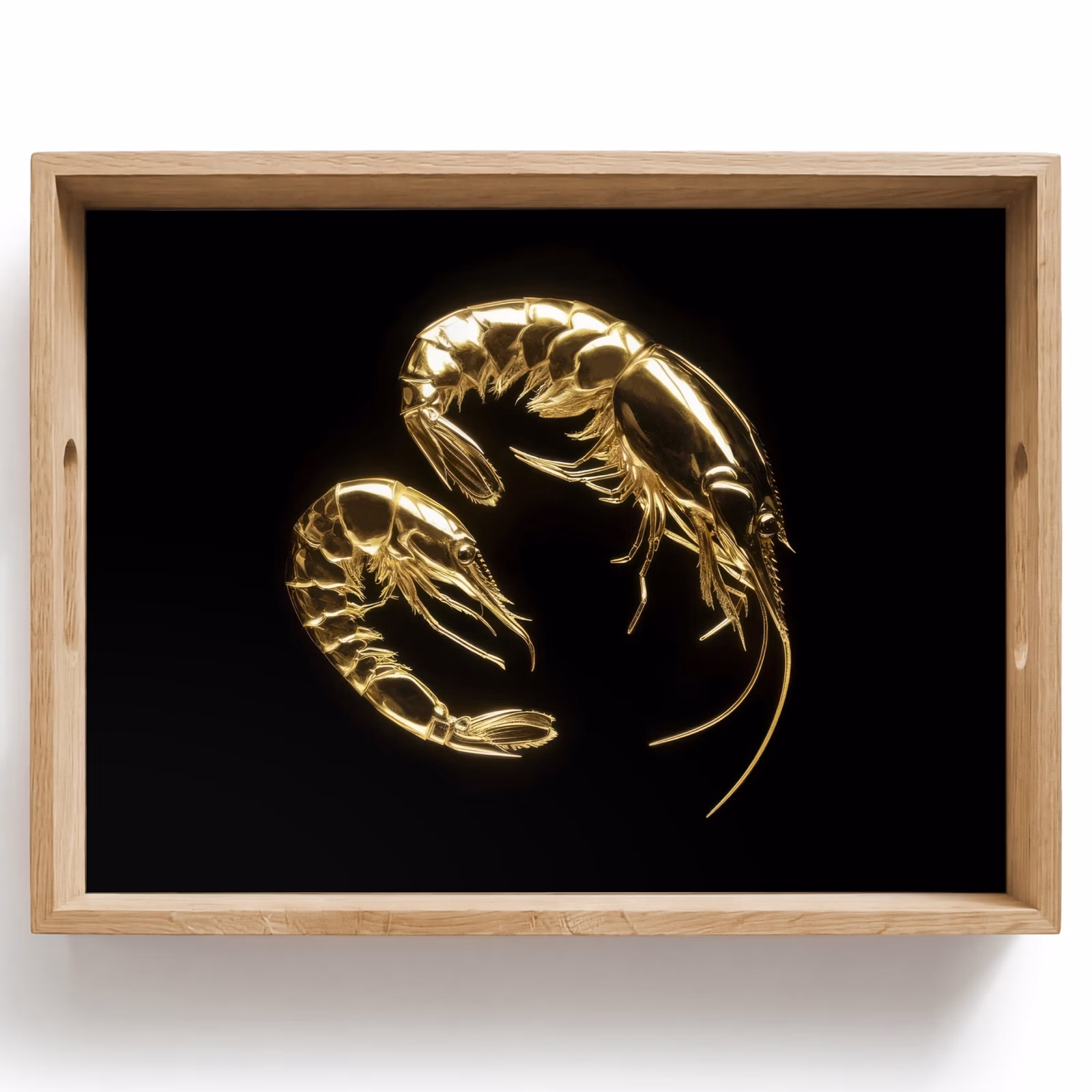 Tray - Shrimp - Black - Gold - Animals — 1