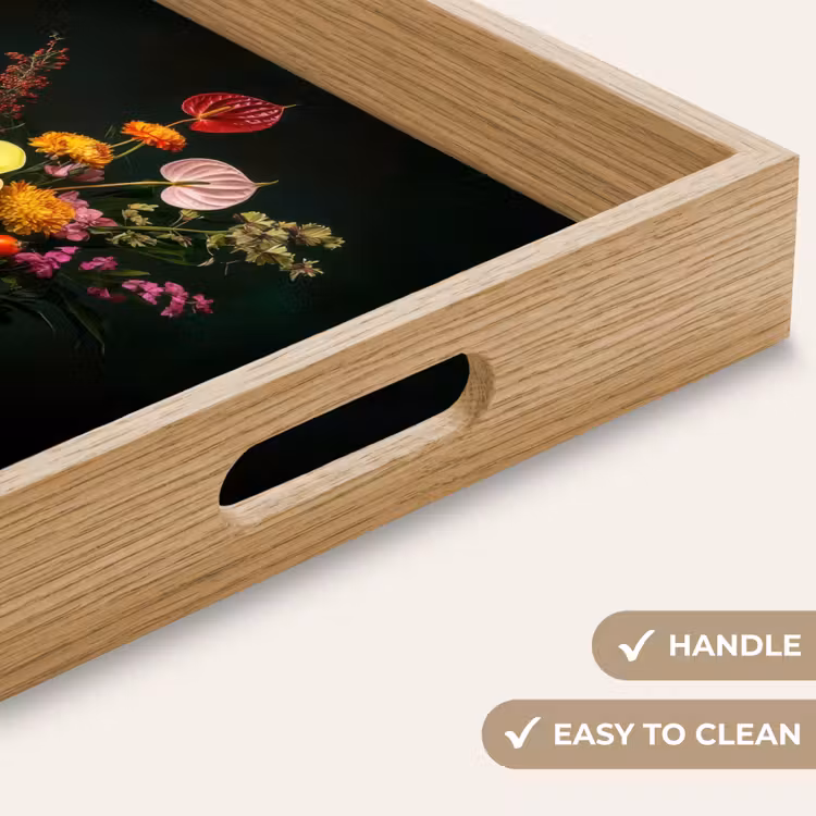 Tray - Flowers - Vase - Black — 9