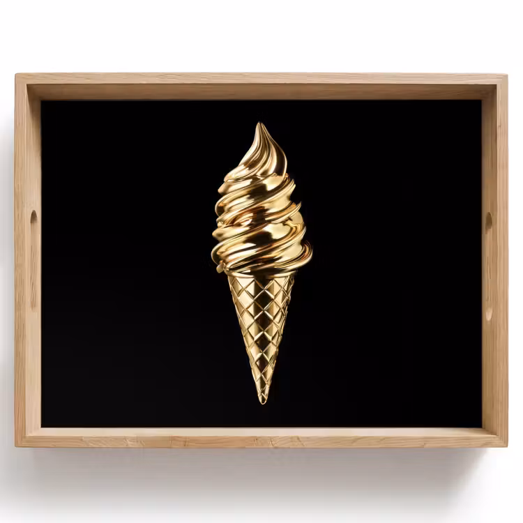 Tray - Ice cream - Gold - Black - Food — 1