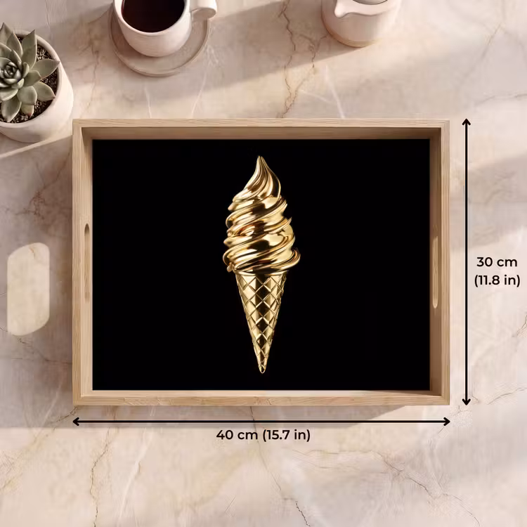 Tray - Ice cream - Gold - Black - Food — 7