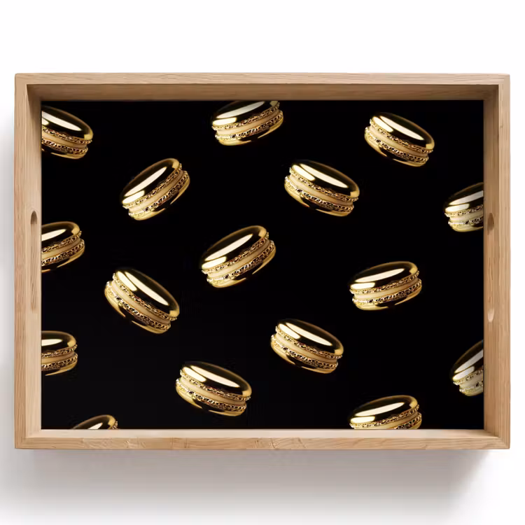 Tray - Macaroons - Pattern - Gold - Black — 1