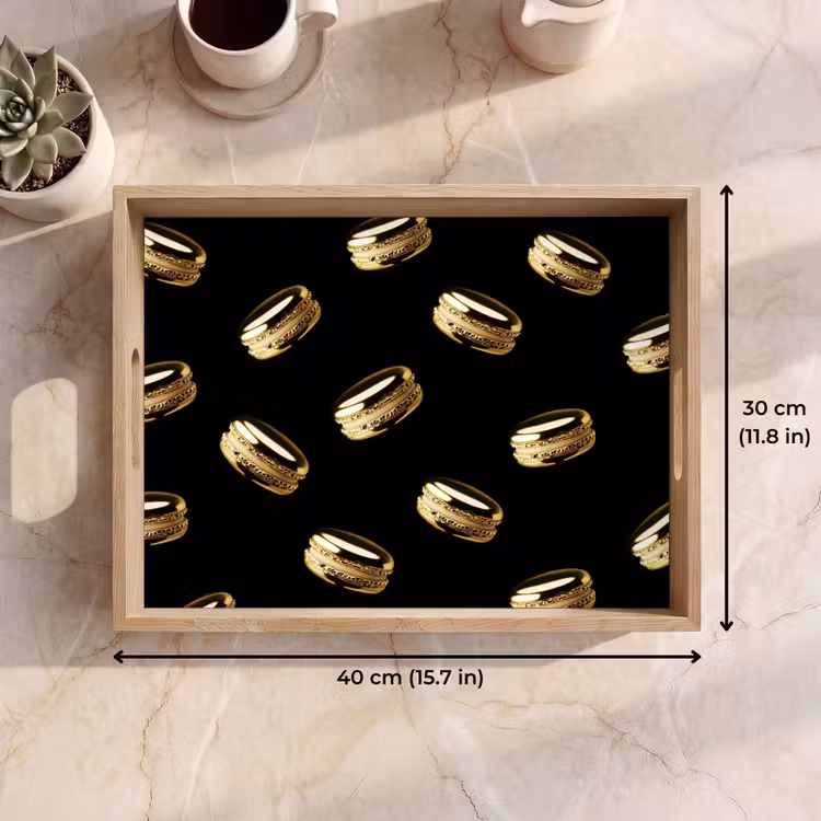 Tray - Macaroons - Pattern - Gold - Black — 7