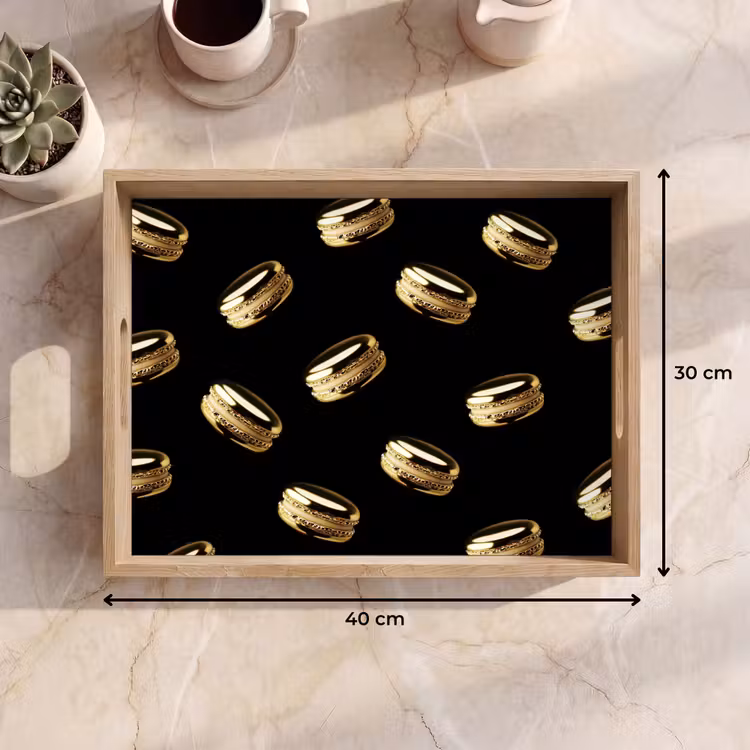 Tray - Macaroons - Pattern - Gold - Black — 8