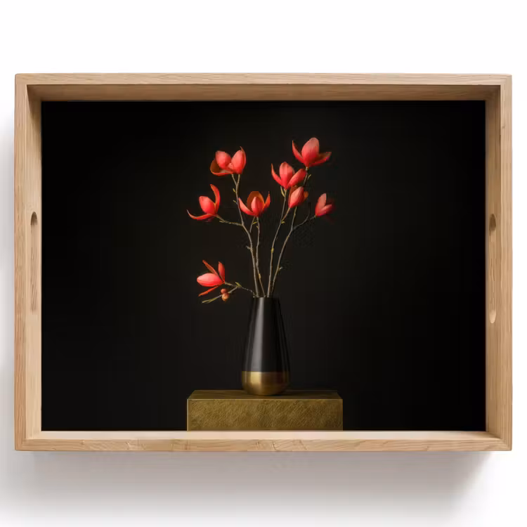 Tray - Red - Flowers - Vase — 1