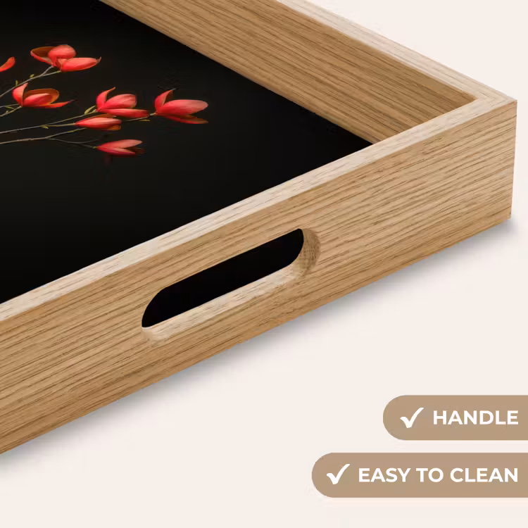 Tray - Red - Flowers - Vase — 9