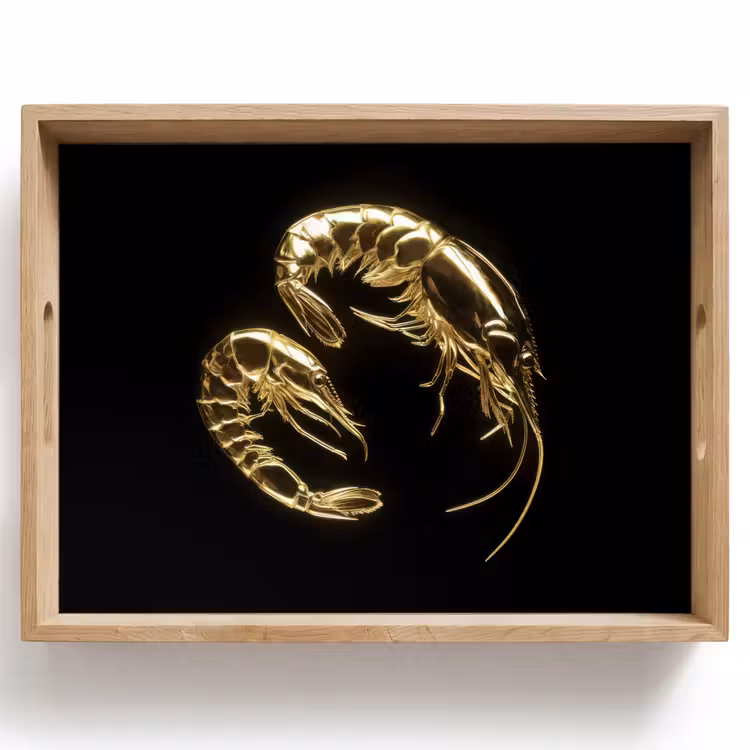 Tray - Shrimp - Black - Gold - Animals — 1