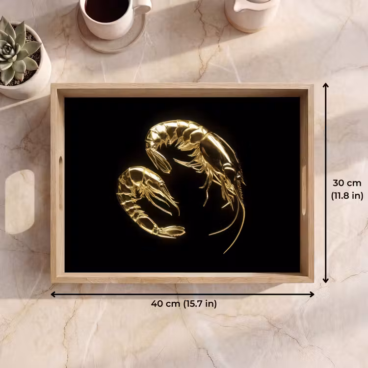 Tray - Shrimp - Black - Gold - Animals — 7