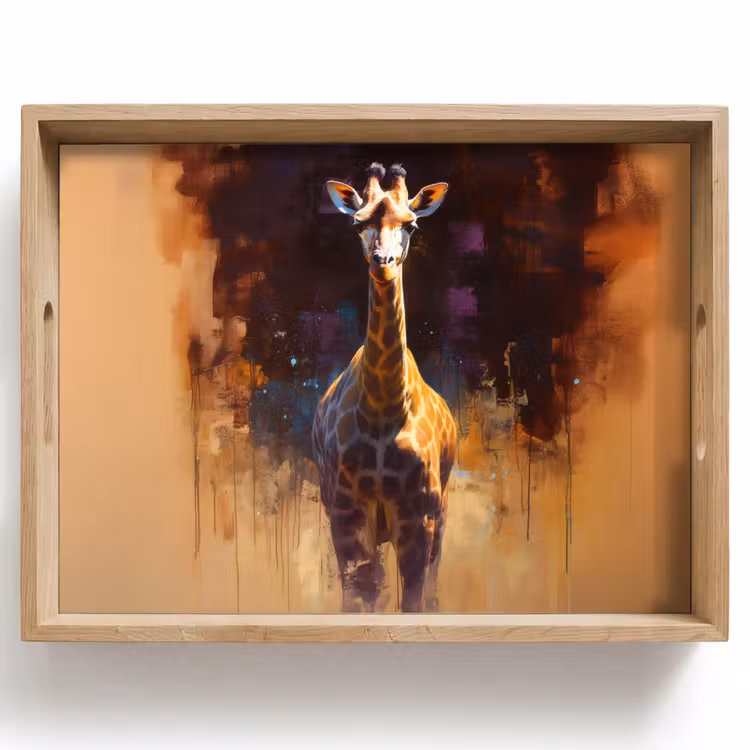 Tray - Giraffe - Brown - Abstract - Painted — 1