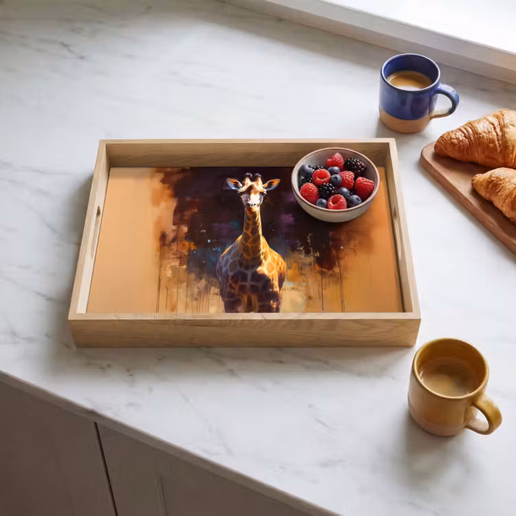 Tray - Giraffe - Brown - Abstract - Painted — 3