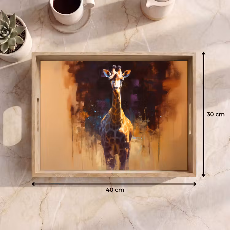 Tray - Giraffe - Brown - Abstract - Painted — 8
