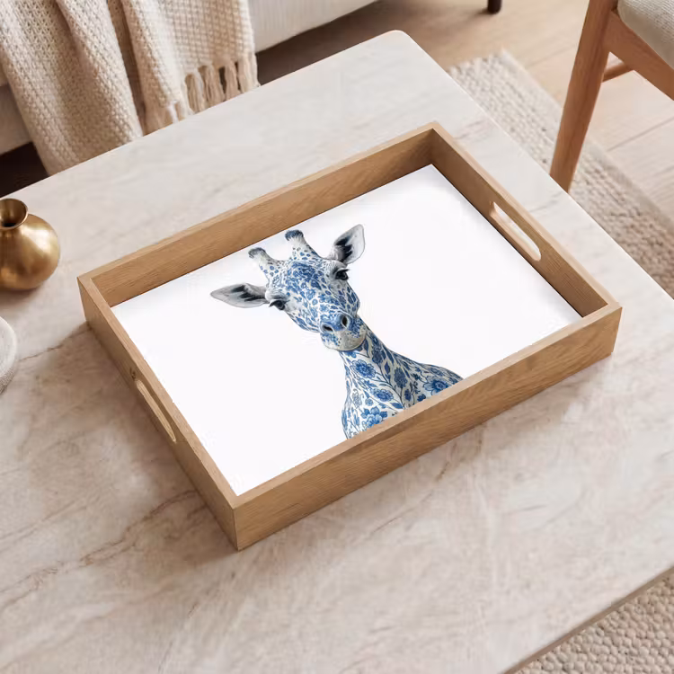 Tray - Giraffe - Delft blue - Animals - Minimalist — 2