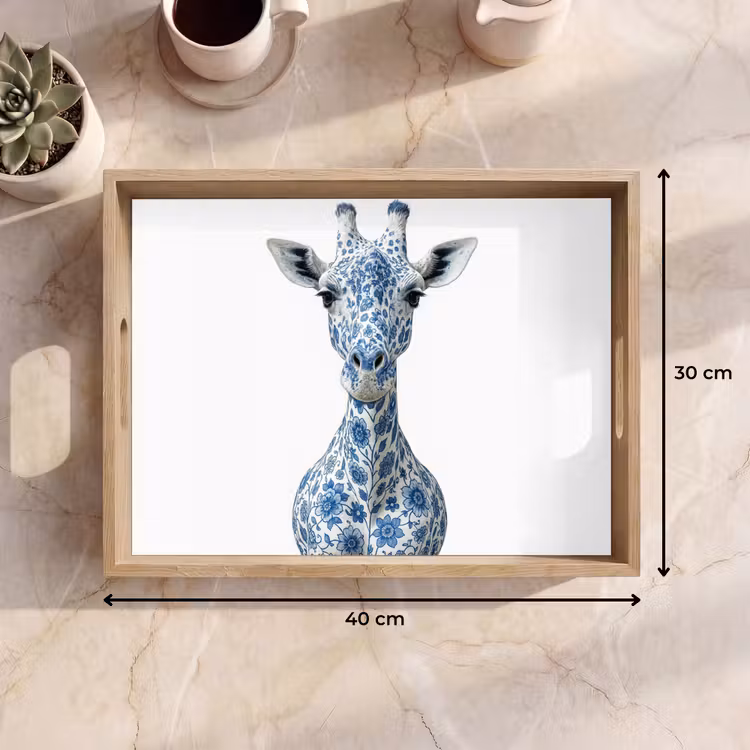 Tray - Giraffe - Delft blue - Animals - Minimalist — 8