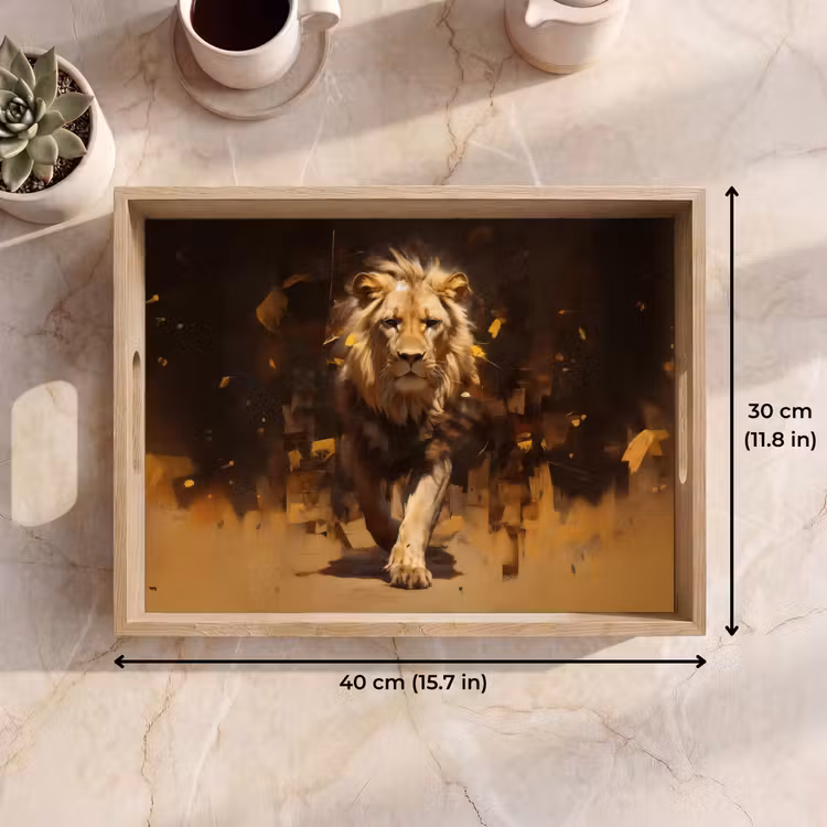 Tray - Lion - Painted - Abstract - Gold — 7