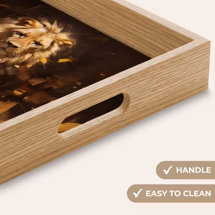 Tray - Lion - Painted - Abstract - Gold — 9