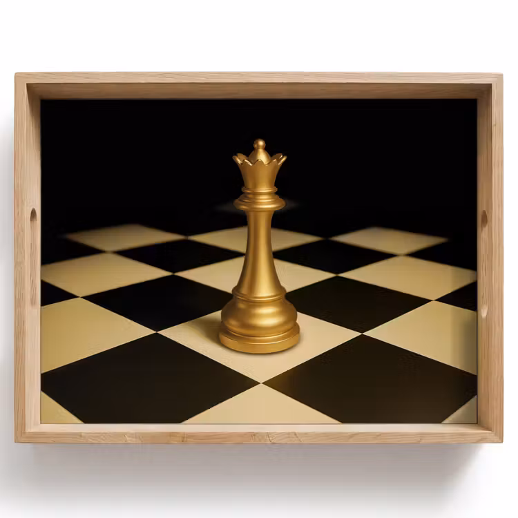 Tray - Queen - Chess piece - Blocked - Gold — 1