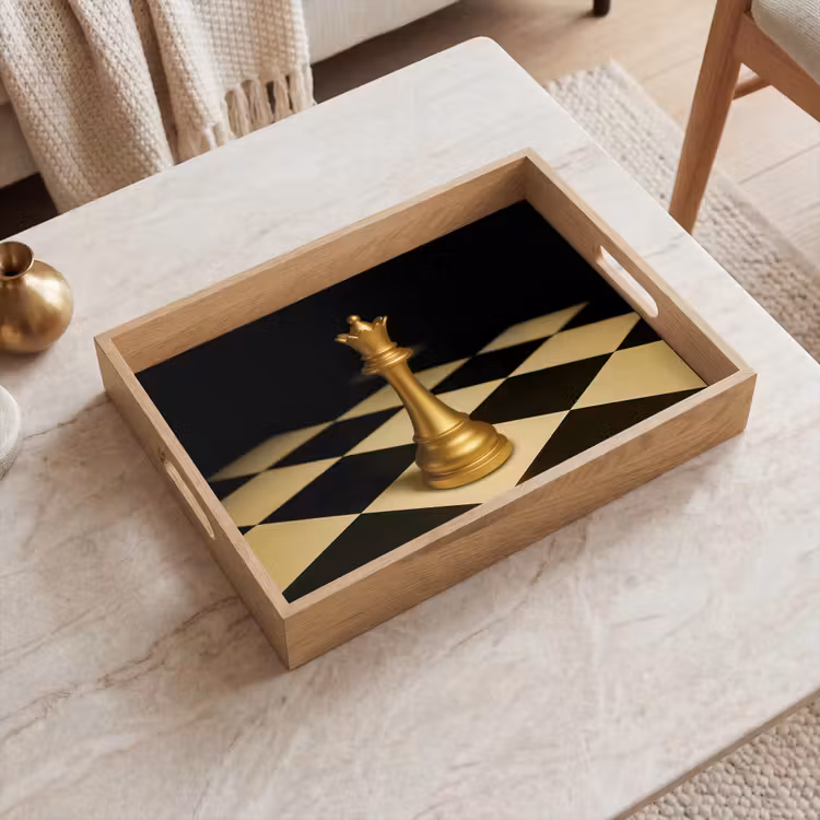 Tray - Queen - Chess piece - Blocked - Gold — 2