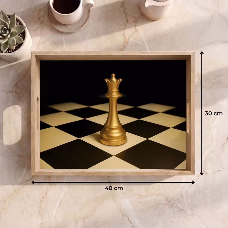 Tray - Queen - Chess piece - Blocked - Gold — 8