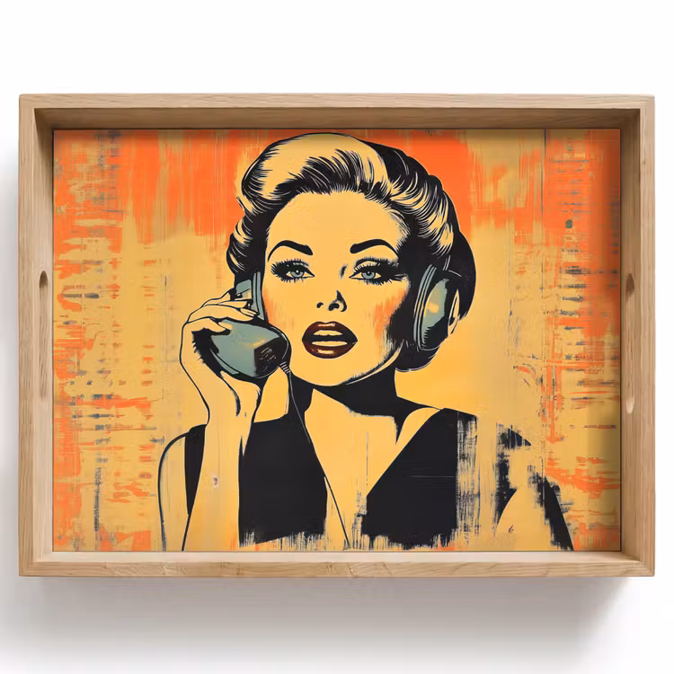 Tray - Retro - Woman - Headphones - Orange — 1