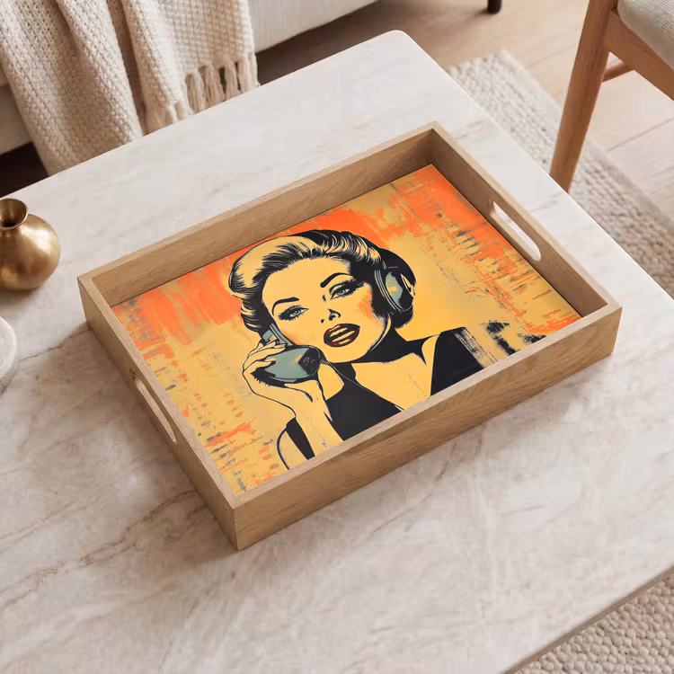 Tray - Retro - Woman - Headphones - Orange — 2