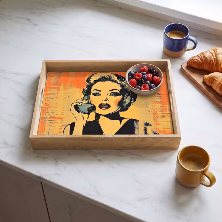 Tray - Retro - Woman - Headphones - Orange — 3