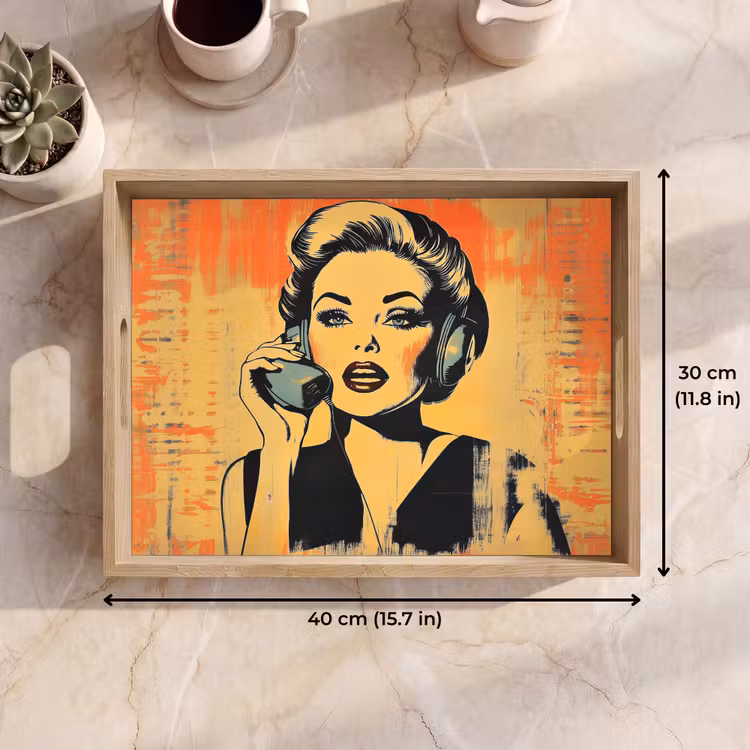 Tray - Retro - Woman - Headphones - Orange — 7