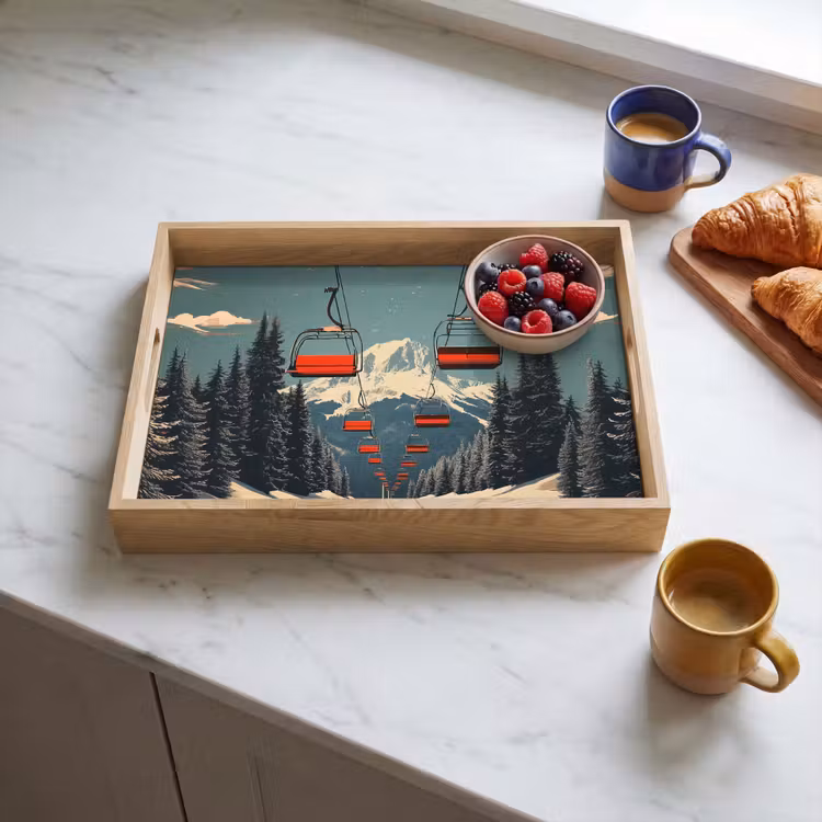 Tray - Snow - Ski elevator - Red - Trees — 3