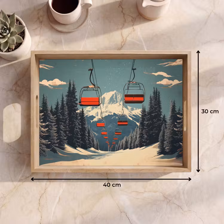 Tray - Snow - Ski elevator - Red - Trees — 8