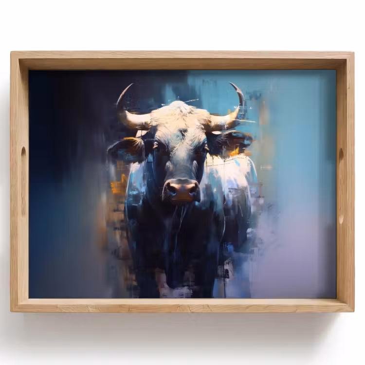 Tray - Taurus - Black - Abstract - Horns — 1