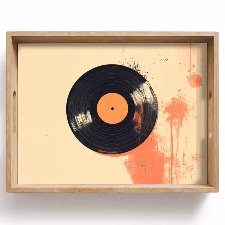 Tray - Vinyl plate - Black - Paint splashes - Retro — 1