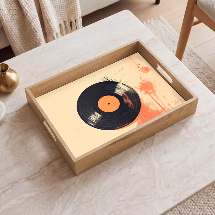 Tray - Vinyl plate - Black - Paint splashes - Retro — 2