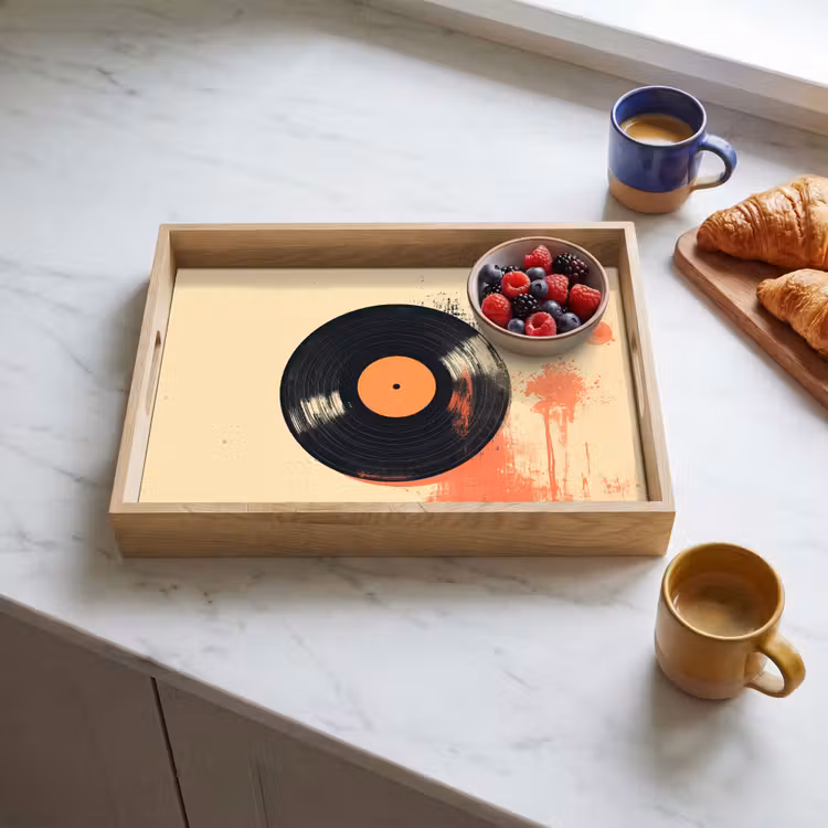 Tray - Vinyl plate - Black - Paint splashes - Retro — 3