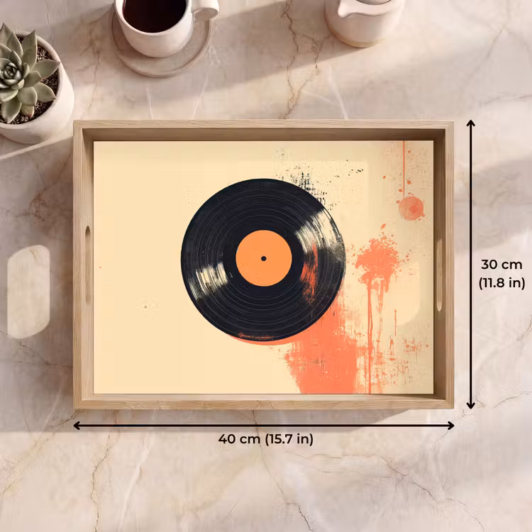 Tray - Vinyl plate - Black - Paint splashes - Retro — 7