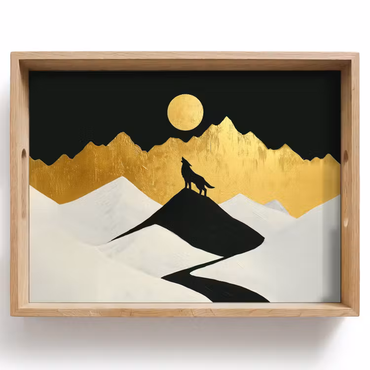 Tray - Wolf - Mountains - Moon - Black — 1