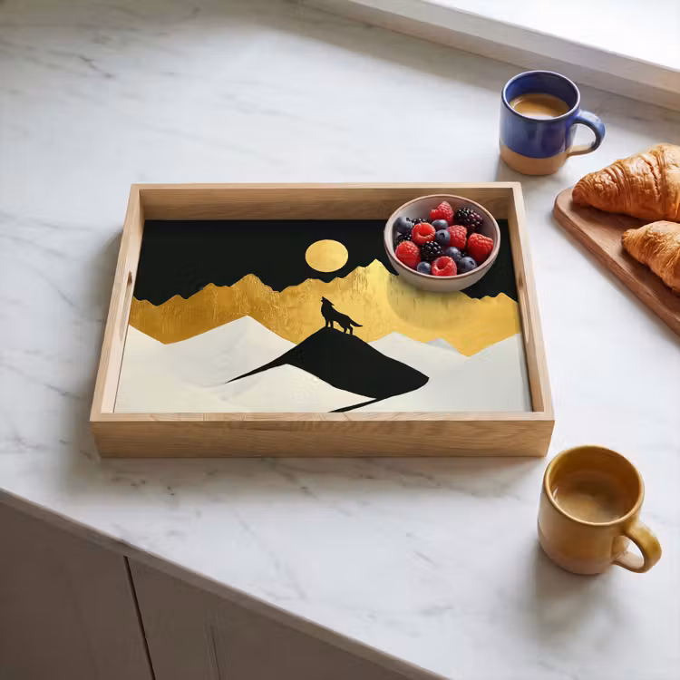 Tray - Wolf - Mountains - Moon - Black — 3