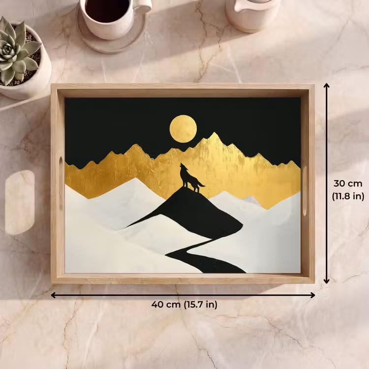 Tray - Wolf - Mountains - Moon - Black — 7