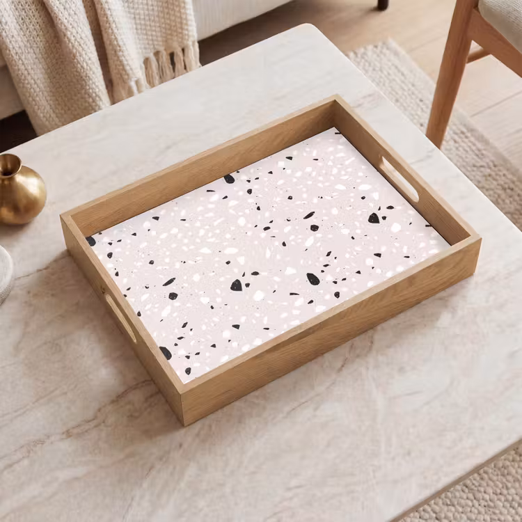 Tray - Terrazzo - Pattern - Soft - Black - White — 2